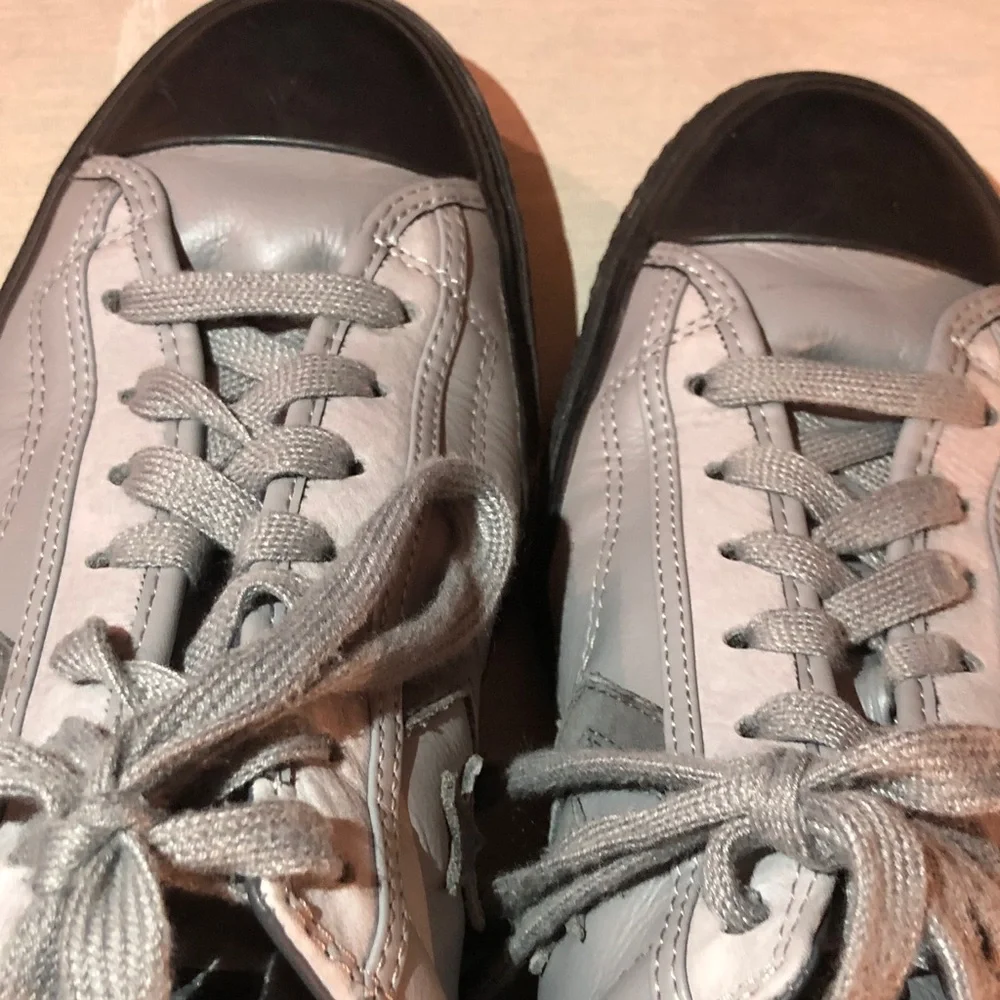 Gray and Black Converse Star Player 76 Leather Sneakers - Picture 5 of 16